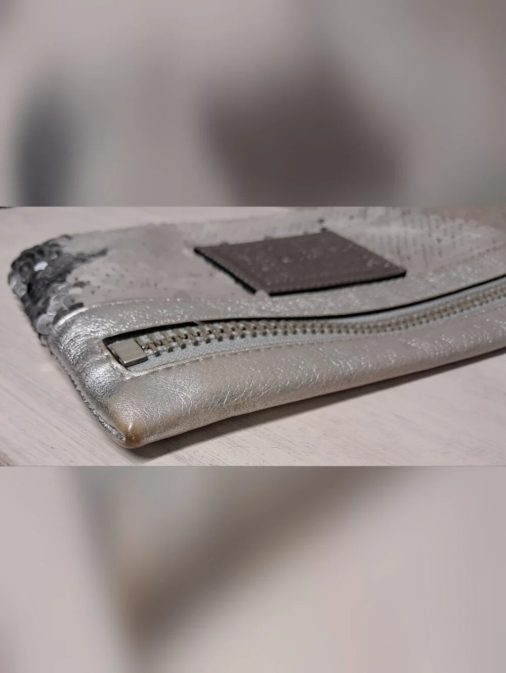 Coach Silver Sequin Poppy Wristlet